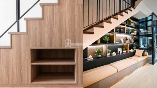 Tận dụng không gian dưới cầu thang thành góc sống tiện nghi và hiện đại