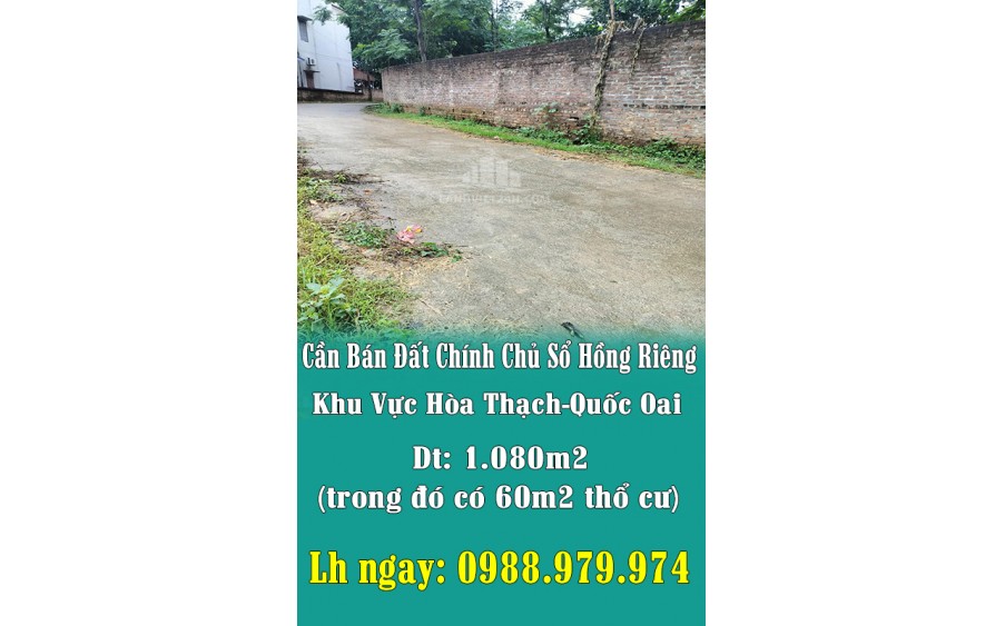 Cần Bán Đất Chính Chủ Sổ Hồng Riêng Giá Tốt Nhất Khu Vực Hòa Thạch-Quốc Oai