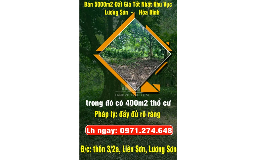 Chính Chủ Bán 5000m2 Đất Giá Tốt Nhất Khu Vực Lương Sơn-Hòa Bình