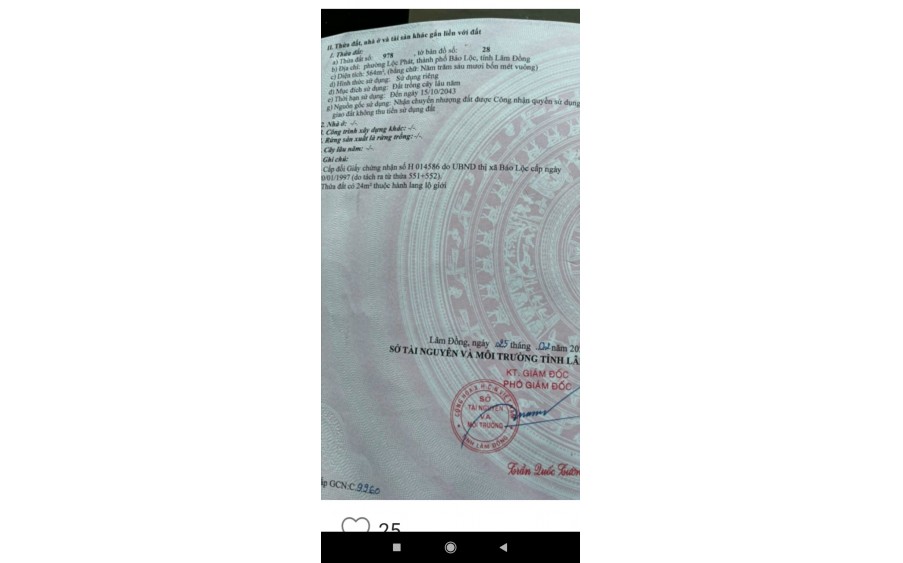 ĐẤT CHÍNH CHỦ - GIÁ TỐT - Vị Trí Đẹp Tại Phường Lộc Phát, TP Bảo Lộc, Lâm Đồng