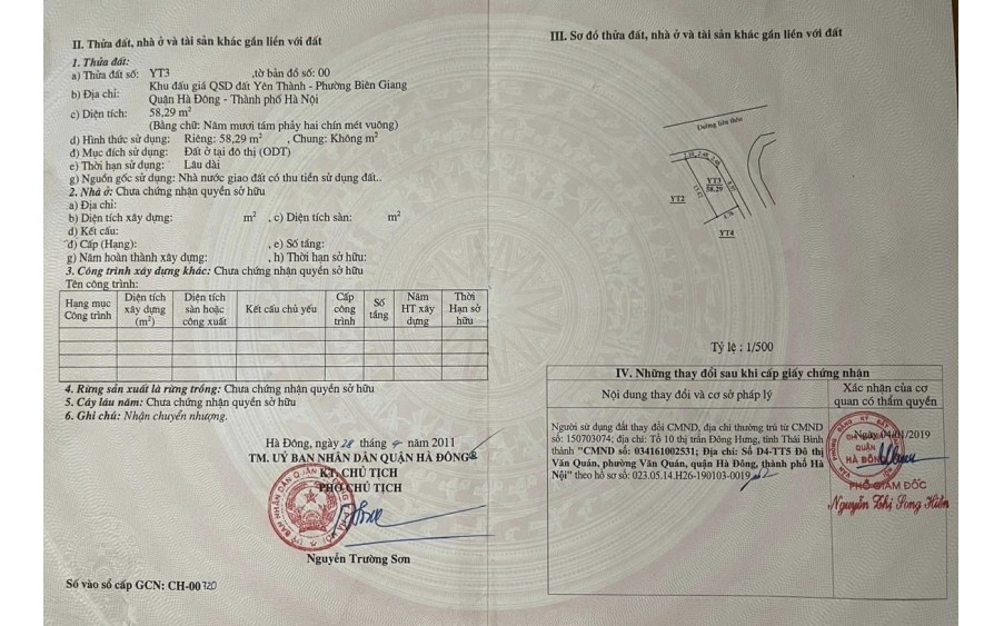 Cc gửi bán 58.29m2, 3.x tỷ., Đất đấu giá Yên Thành, Biên Giang, Hà Đông, Vị trí Kd đẹp với vô vàn tiện ích xung quanh.