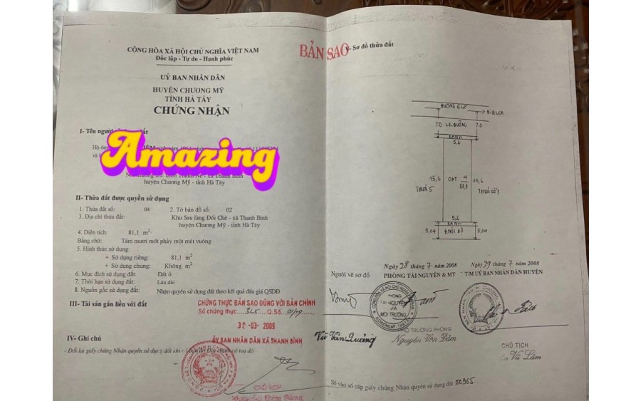 Cc gửi bán 81m2, 3.x tỷ (x nho nhỏ), đất 2 mặt đường QL6 cũ xã Thanh Bình, Chương Mỹ, HN, kinh doanh, ô tô tránh