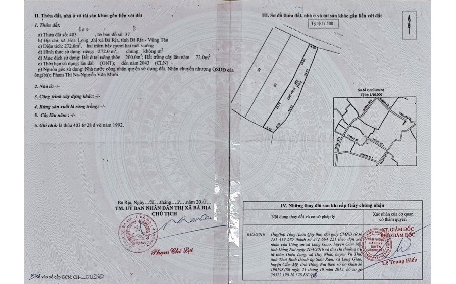 Bán Đất Đẹp - Vị Trí Đắc Địa Tại Xã Hoà Long, Thị xã Bà Rịa, Tỉnh Bà Rịa - Vũng Tàu
