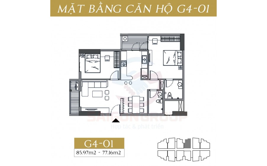 Bán căn hộ 77m2 tòa G4,G5 bc hướng TB le grand jardin sài đồng, long biên
