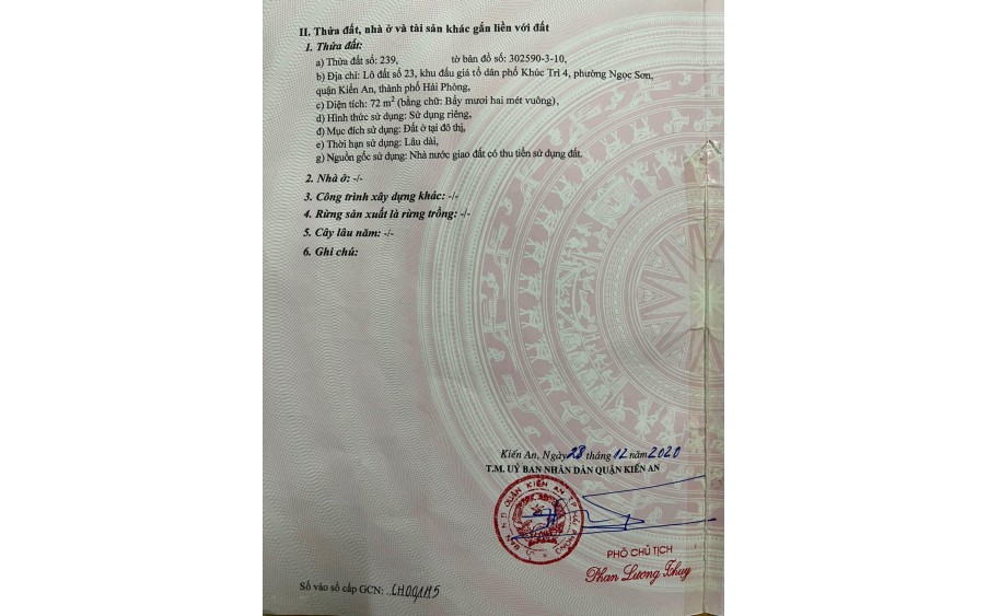 Bán Đất Đấu Giá Sổ Sẵn Giá Tốt Duy Nhất Tại Khúc Trì, Ngọc Sơn, Kiến An, Hải Phòng