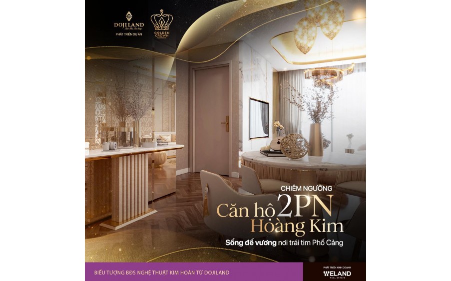 CHÀO BÁN CĂN HỘ 2 PHÒNG NGỦ HOÀNG KIM TẠI GOLDEN CROWN HẢI PHÒNG