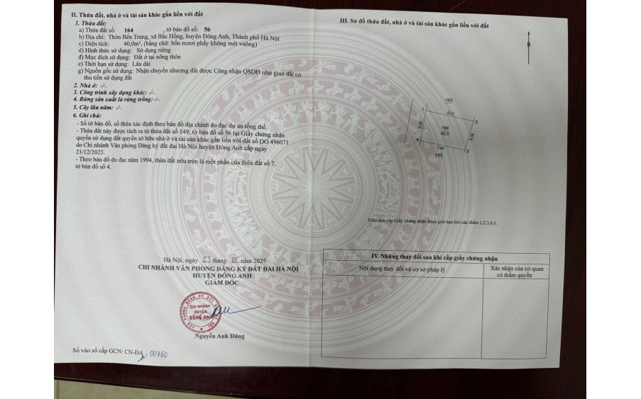 Chính Chủ gửi bán 120m đất Đản Dị, Uy Nỗ, Đông Anh, Hà Nội
