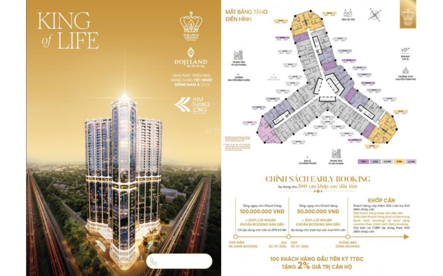 Nhận Booking. Quỹ căn vị trí siêu đẹp, giá hấp dẫn tại biểu tượng Golden Crown Hải Phòng