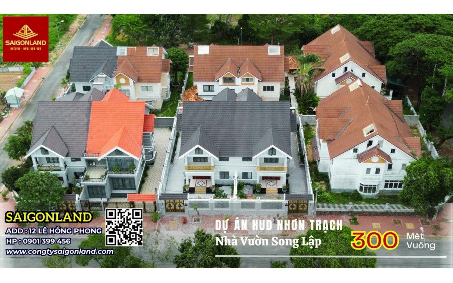 Saigonland - Cần bán nhanh nền Biệt Thự Vườn  sổ sẵn tại dự án Hud Nhơn Trạch Đồng Nai diện tích 285m2 giá tốt