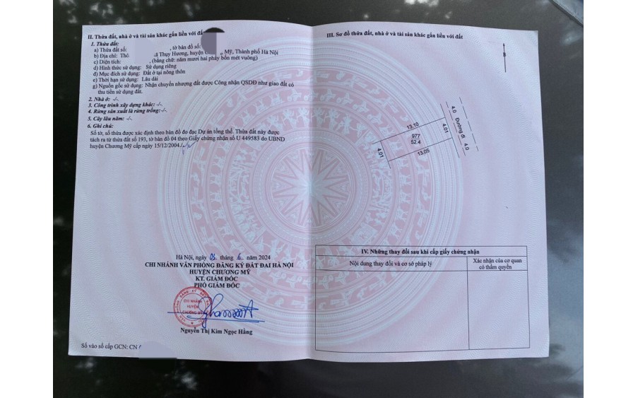 Mở  bán 2 lô đất 52.1m thuỵ hương chương mỹ 
-sát ngay thị trấn chúc sơn , tiện ích không thiếu thứ gì