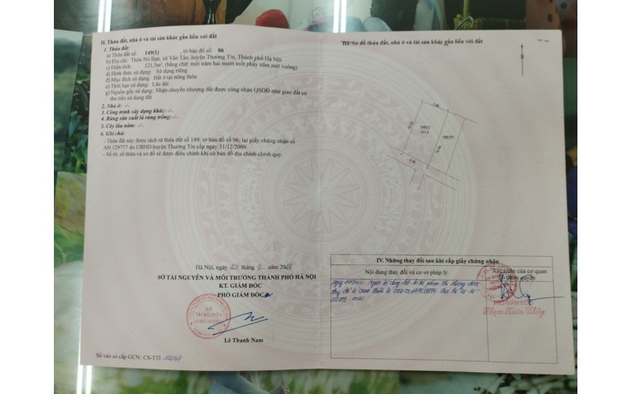 Chính chủ cần bán mảnh đất Đội 7 thôn Nỏ Bạn - Vân Tảo - Thường Tín - Hà Nội.