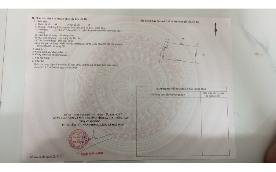 Chủ cần bán gấp mảnh đất 35x70m (2314m2 ) đất cln,  tại Láng Lớn sát Ngãi Giao, Châu Đức