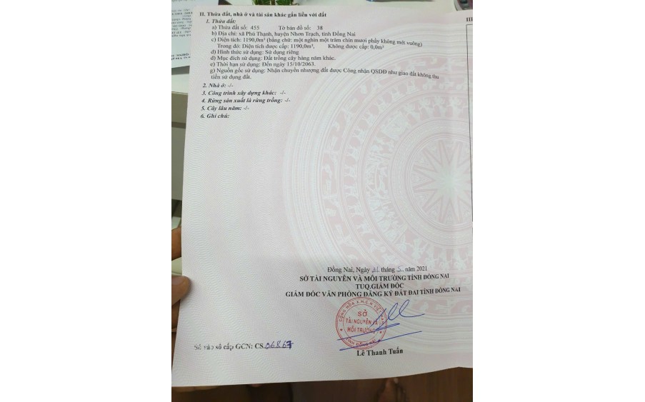 Bán Đất Ở Xã Phú Thạnh, Nhơn Trạch, Đồng Nai.