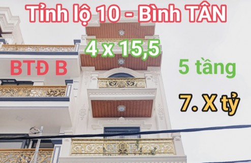 NHÀ ĐẸP SIÊU PHẨM - 5 TẦNG MỚI - TỈNH LỘ 10 - BÌNH TÂN - 62M2 -  7.X TỶ