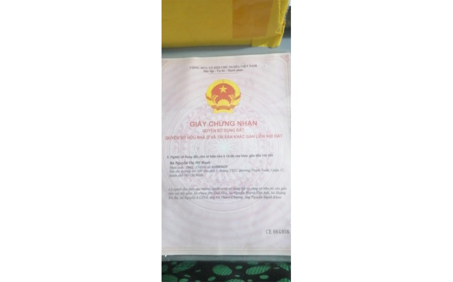 Nền nhà MT đường, mua bán kinh doanh được, tiện nghi đầy đủ. Đường TX 62, P.Thạnh Xuân, Q.12
