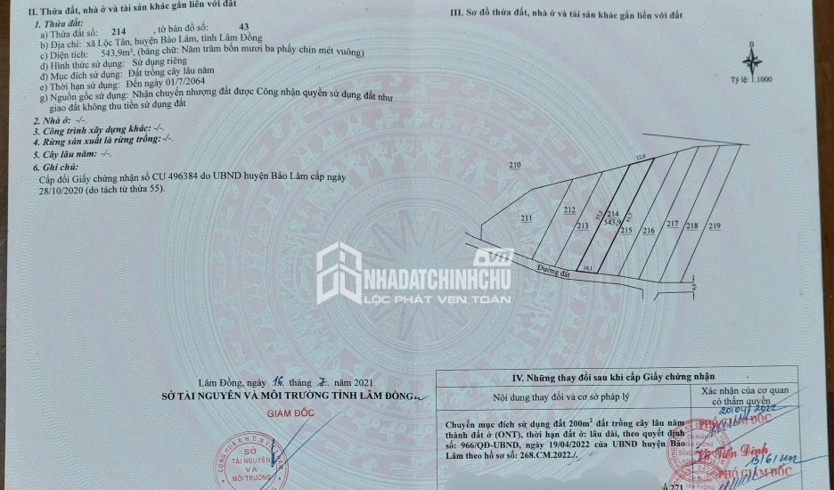 ĐẤT NỀN 540M² (200M² THỔ CƯ) – HỒ NGỌC, PHƯỜNG 2 BẢO LỘC