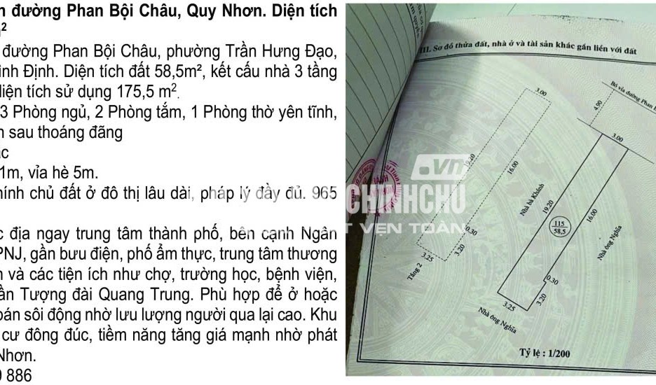 HOT HOT–CHÍNH CHỦ BÁN GẤP NHÀ MẶT TIỀN Đường Phan Bội Châu, P.Trần Hưng Đạo, TP.Quy Nhơn, Bình Định