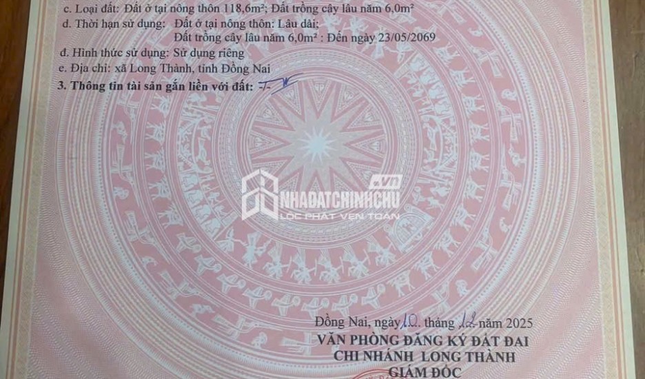 ĐẤT ĐẸP - ĐẦU TƯ SINH LỜI - Chính Chủ Cần Bán Lô Đất Tiềm Năng Tại Xã Long Thành, Đồng Nai