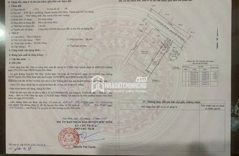 Đất Đông Thạnh, Hóc Môn, 4m x 25m, mặt tiền kinh doanh, giá 8 tỷ TL