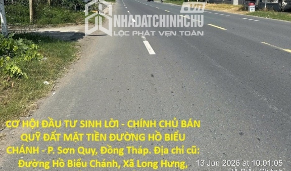CƠ HỘI ĐẦU TƯ SINH LỜI - CHÍNH CHỦ BÁN QUỸ ĐẤT MẶT TIỀN ĐƯỜNG HỒ BIỂU CHÁNH - P. Sơn Quy, Đồng Tháp