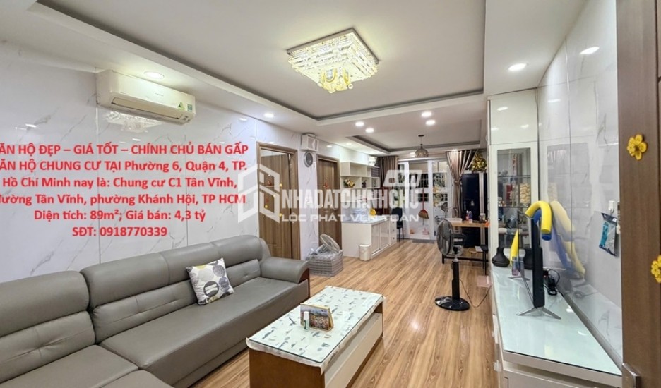 CĂN HỘ ĐẸP – GIÁ TỐT – CHÍNH CHỦ CẦN BÁN GẤP CĂN HỘ CHUNG CƯ TẠI Phường 6, Quận 4, TP. Hồ Chí Minh