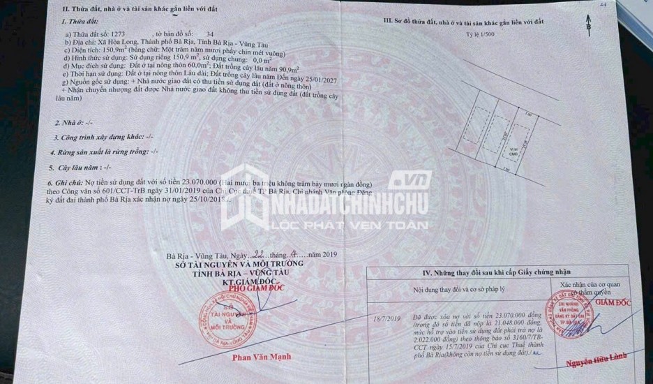ĐẤT ĐẸP - ĐẦU TƯ SINH LỜI - Chính Chủ Cần Bán Lô Đất Tại Xã Hòa Long, Thành Phố Bà Rịa, BRVT