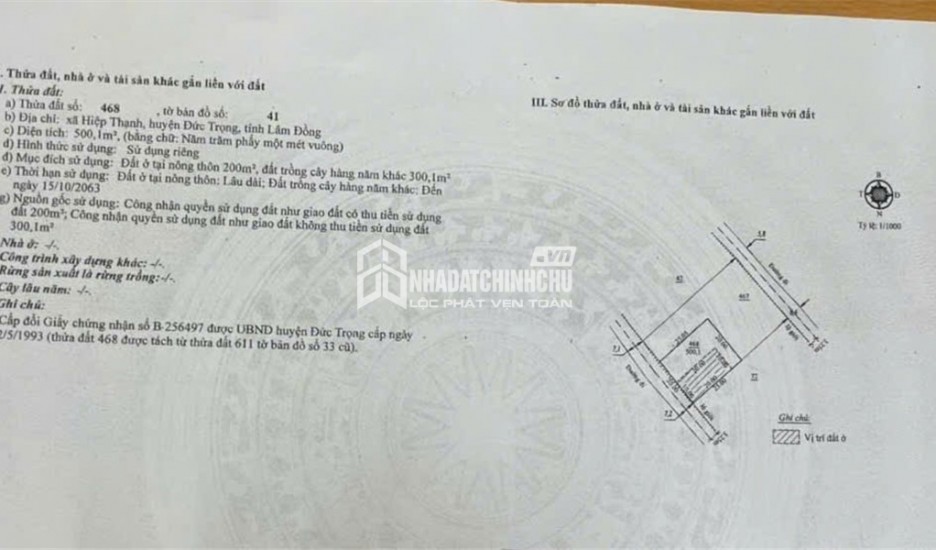 ĐẦU TƯ SINH LỜI – CHÍNH CHỦ CẦN BÁN ĐẤT Tại  Xã Hiệp Thạnh, Huyện Đức Trọng, Lâm Đồng