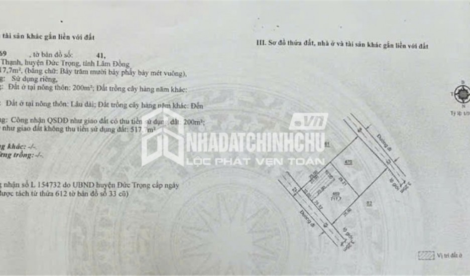 ĐẦU TƯ SINH LỜI – CHÍNH CHỦ CẦN BÁN ĐẤT Tại  Xã Hiệp Thạnh, Huyện Đức Trọng, Lâm Đồng
