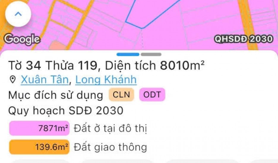 CƠ HỘI ĐẦU TƯ SINH LỜI – CHÍNH CHỦ BÁN QUỸ ĐẤT 8.010m² TẠI Phường Xuân Tân, TP Long Khánh, Đồng Nai