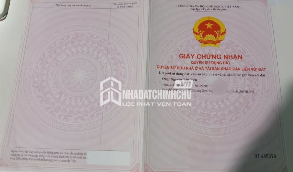 CHÍNH CHỦ BÁN NHANH ĐẤT có sẵn nhà cấp 4 vị trí đắc địa mặt đường tỉnh lộ 419 Tam Chúc chùa Hương