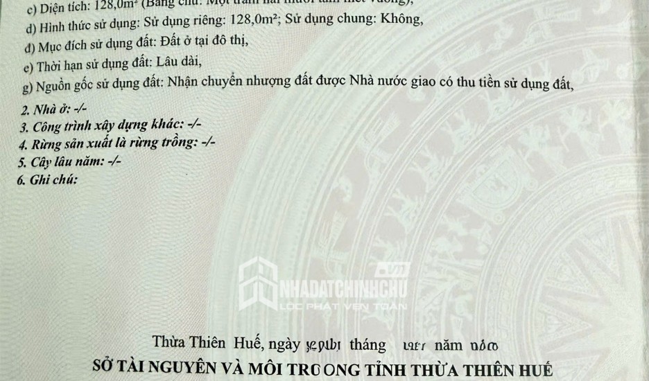 ĐẤT ĐẸP- GIÁ TỐT CHÍNH CHỦ BÁN NHANH LÔ ĐẤT ĐẦU TƯ LÀ SINH LỜI TẠI Thành phố Huế, Thừa Thiên Huế
