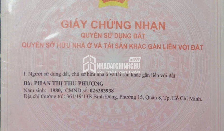 BÁN NHÀ QUẬN 8 – HẺM XE HƠI – SỔ HỒNG RIÊNG – GIÁ 3,4 TỶ