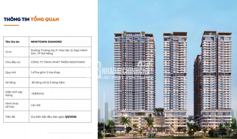 BÁN CĂN HỘ 3 PHÒNG NGỦ VIEW TRỰC DIỆN BIỂN ĐÀ NẴNG – NEWTOWN DIAMOND 5 SAO – GIÁ CHỈ TỪ 7,48 TỶ