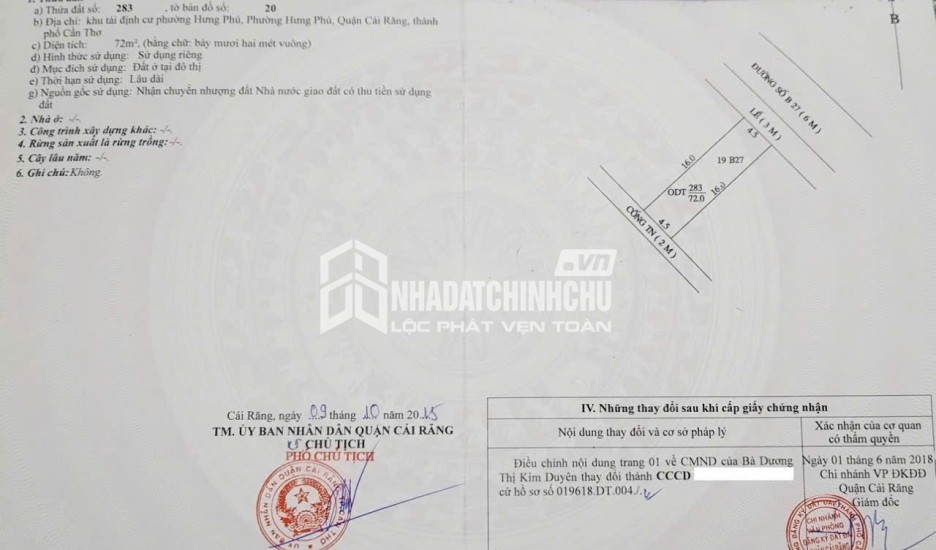 CHÍNH CHỦ BÁN NHÀ MẶT TIỀN KDC HƯNG PHÚ 1 - Phường Hưng Phú, Cái Răng, Cần Thơ