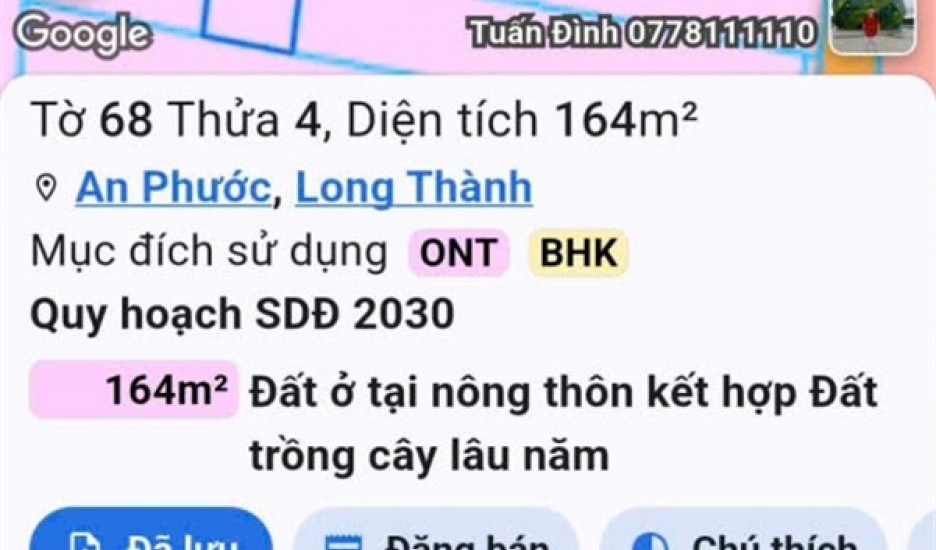 ĐẦU TƯ SINH LỜI - Chính Chủ Bán Lô Đất Xã An Phước, Long Thành, Đồng Nai