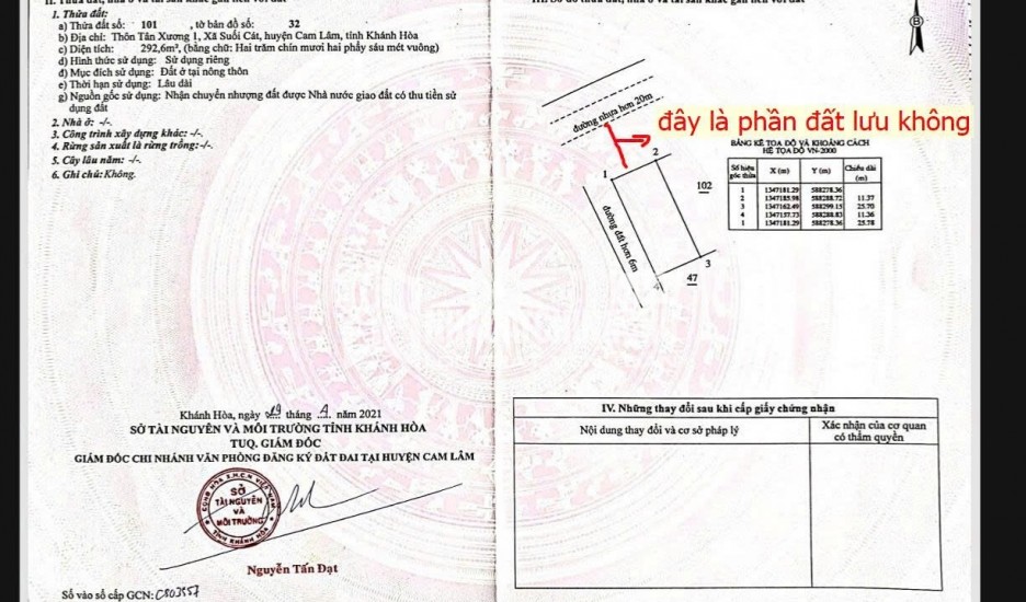 HOT HOT – CHÍNH CHỦ CẦN BÁN ĐẤT THÔN TÂN XƯƠNG 1, X. Suối Cát, H. Cam Lâm, T. Khánh Hòa
