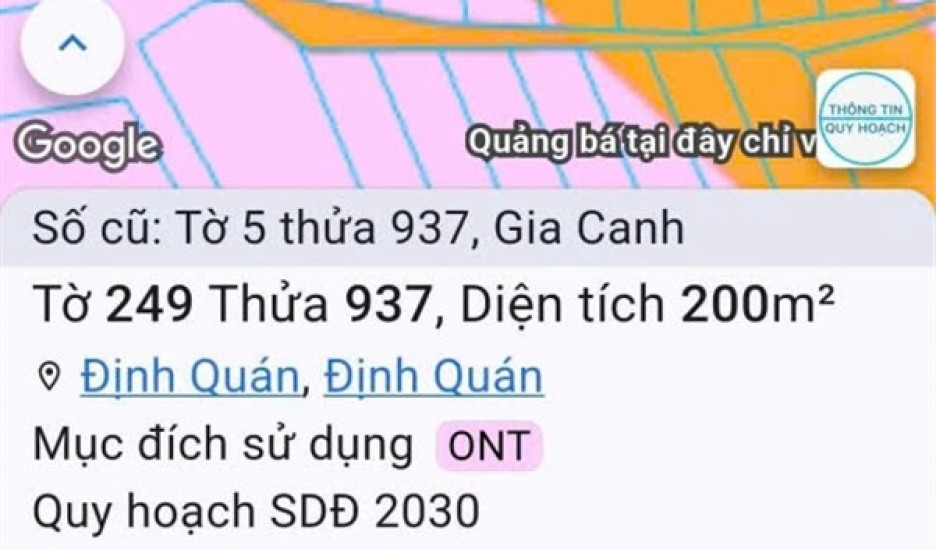 CƠ HỘI ĐẦU TƯ SINH LỜI - Chính Chủ Bán 3 Nền Đất full Thổ Cư Tại Xã Gia Canh, Định Quán, Đồng Nai