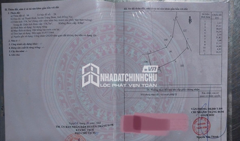 HOT HOT – CHÍNH CHỦ BÁN ĐẤT VƯỜN SẦU RIÊNG TẠI ẤP Trung Tâm, X.Thanh Bình, H.Trảng Bom, T.Đồng Nai