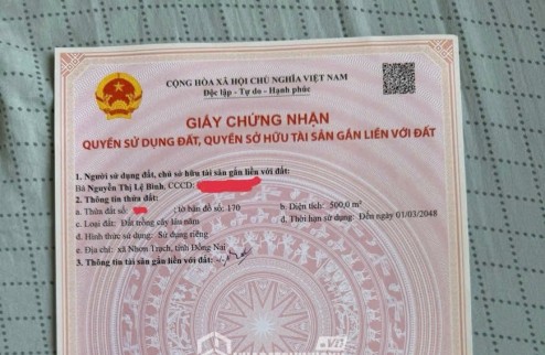 ĐẤT ĐẸP- GIÁ TỐT BÁN NHANH LÔ ĐẤT ĐẦU TƯ LÀ SINH LỜI Xã Long Tân, Nhơn Trạch Đồng Nai