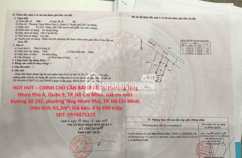 HOT HOT – CHÍNH CHỦ CẦN BÁN ĐẤT TẠI Phường Tăng Nhơn Phú A, Quận 9, TP. Hồ Chí Minh