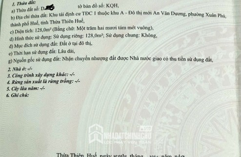 ĐẤT ĐẸP- GIÁ TỐT CHÍNH CHỦ BÁN NHANH LÔ ĐẤT ĐẦU TƯ LÀ SINH LỜI TẠI Thành phố Huế, Thừa Thiên Huế