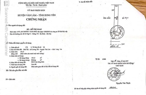 CHÍNH CHỦ BÁN LÔ ĐẤT 2 MẶT TIỀN  ĐẸP PHỐ TÀI – HUYỆN VĂN LÂM – TỈNH HƯNG YÊN