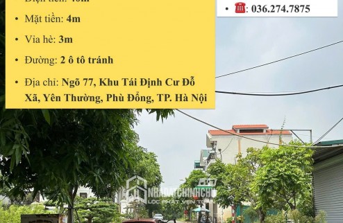 ĐẤT ĐẸP- GIÁ TỐT BÁN NHANH LÔ ĐẤT ĐẦU TƯ LÀ SINH LỜI TẠI Yên Thường Phù Đổng thành phố Hà Nội