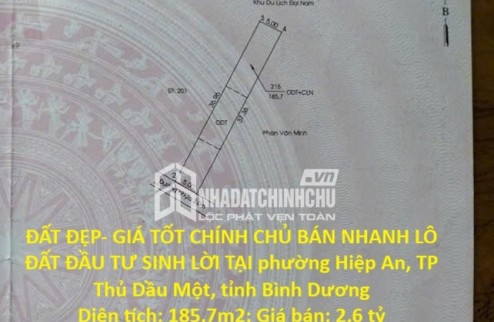 ĐẤT ĐẸP- GIÁ TỐT CHÍNH CHỦ BÁN NHANH LÔ ĐẤT ĐẦU TƯ SINH LỜI TẠI TP Thủ Dầu Một, tỉnh Bình Dương