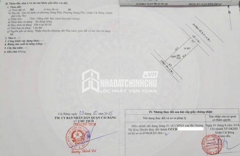 CHÍNH CHỦ BÁN NHÀ MẶT TIỀN KDC HƯNG PHÚ 1 - Phường Hưng Phú, Cái Răng, Cần Thơ