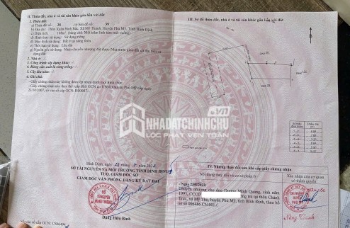ĐẤT ĐẸP - MẶT TIỀN - Chính Chủ Bán Nhanh Lô Đất xã Mỹ Thành, Phù Mỹ, Bình Định