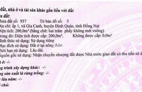 CƠ HỘI ĐẦU TƯ SINH LỜI - Chính Chủ Bán 3 Nền Đất full Thổ Cư Tại Xã Gia Canh, Định Quán, Đồng Nai