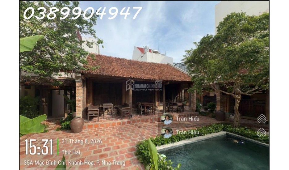 CHO THUÊ NHÀ VƯỜN PHỐ CỔ MẶT TIỀN ĐƯỜNG MẠC ĐỈNH CHI KHU BÀN CỜ TRUNG TÂM NHA TRANG – DIỆN TÍCH ĐẤT 312M² MẶT TIỀN KHỦNG 16,5M SÂN VƯỜN HỒ CẢNH QUAN