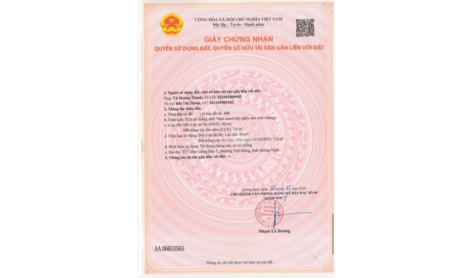 BÁN ĐẤT KHU GIẾNG ĐÁY – PHƯỜNG VIỆT HƯNG, QUẢNG NINH