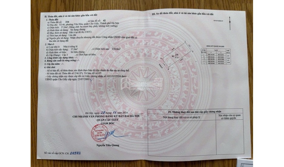 BÁN NHÀ RIÊNG 4 TẦNG TẠI TRUNG YÊN 14, YÊN HÒA, CẦU GIẤY, HÀ NỘI -  20 TỶ